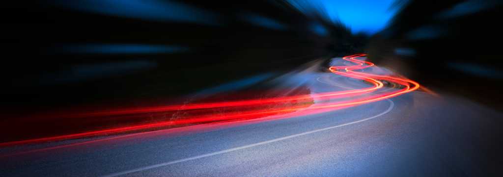 A red line on a curvy road: speed trail, go fast.